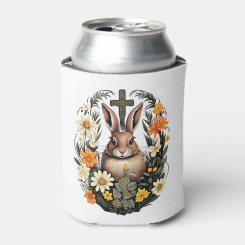 Christian Easter Day Cross Easter Bunny Rabbit    Can Cooler