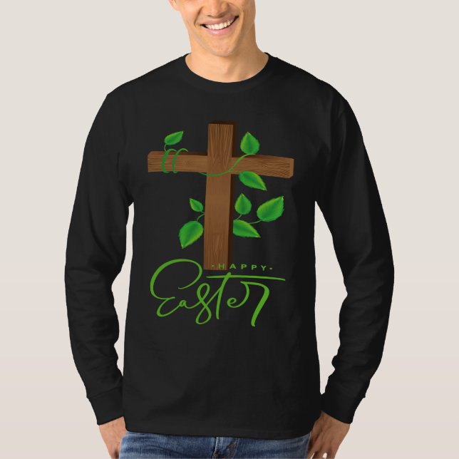 Christian Easter  for men women HAPPY EASTER CROSS T-Shirt (Front)