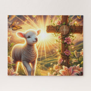 Christian Easter Lamb With Cross Jigsaw Puzzle