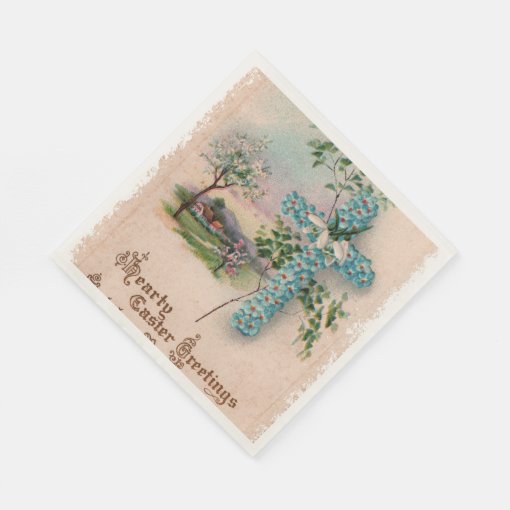 Christian Easter Paper Napkins Blue Flower Cross Zazzle