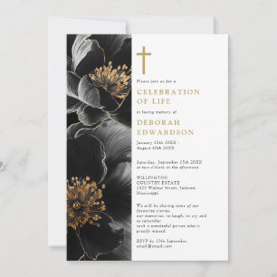 Christian Elegant Floral Celebration Of Life  Invitation