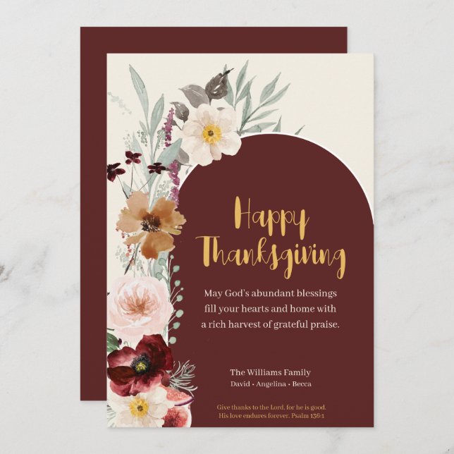 Christian Elegant Floral Thanksgiving (Front/Back)
