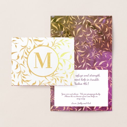 Christian Elegant Gold Religious Floral Monogram Foil Card