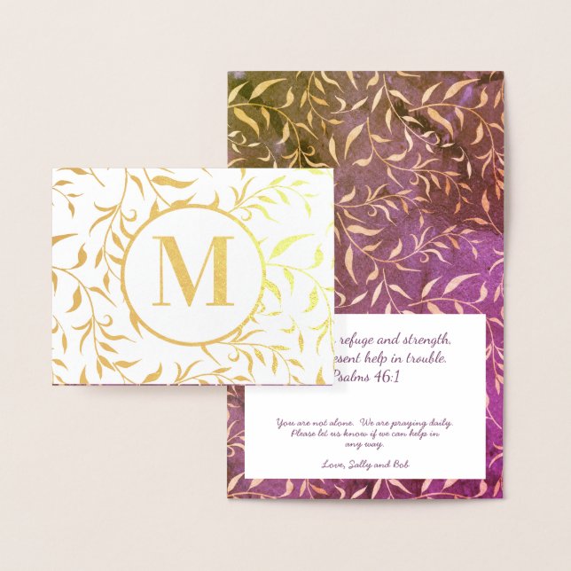 Christian Elegant Gold Religious Floral Monogram Foil Card (Display)