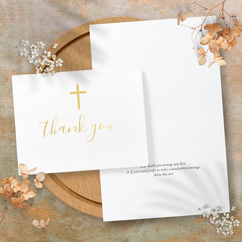 Christian Elegant Script Thank You Foil Card