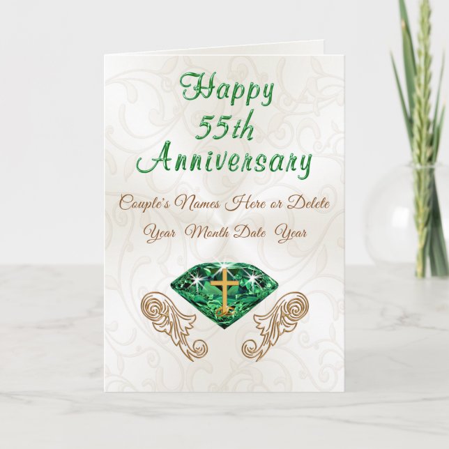 Christian Emerald 55th Wedding Anniversary Cards (Front)