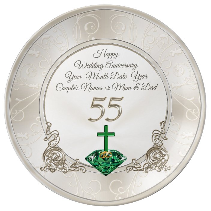 Christian Emerald 55th Wedding Anniversary Gift Dinner Plate