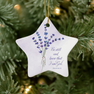 Christian Encouragement Lavender with Scripture Ceramic Ornament