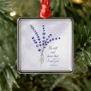 Christian Encouragement Lavender with Scripture  Metal Ornament