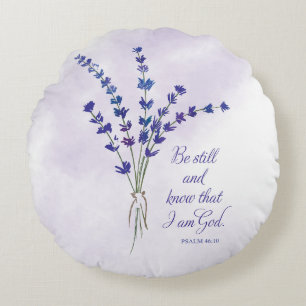 Christian Encouragement Lavender with Scripture Round Pillow