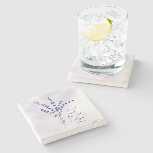 Christian Encouragement Lavender with Scripture  Stone Coaster (Side)