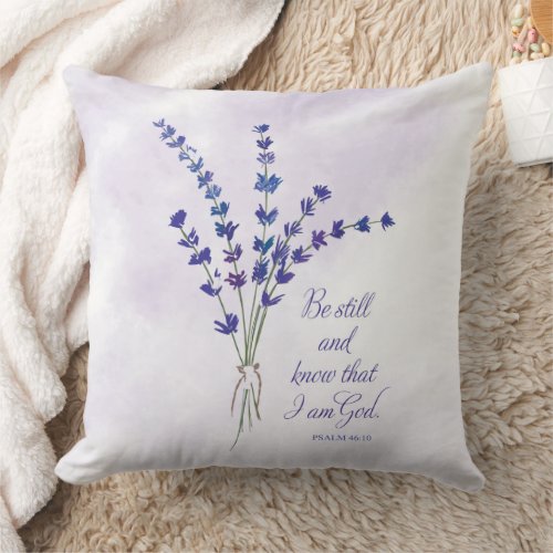Christian Encouragement Lavender with Scripture  Throw Pillow