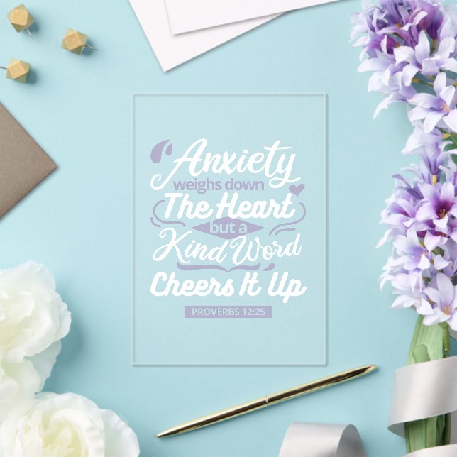 Christian Encouragement Quote – Anxiety & Kindness Acrylic Invitations (Insitu (Wedding))
