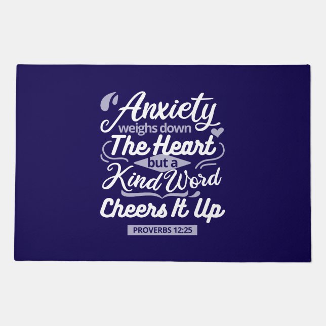 Christian Encouragement Quote – Anxiety & Kindness Doormat (Front)