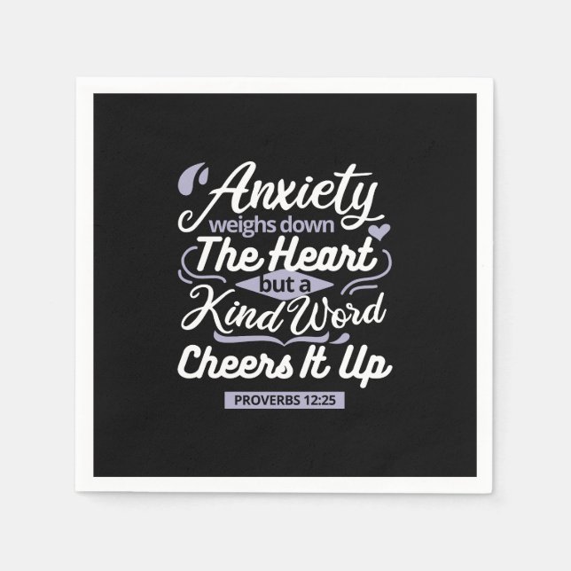 Christian Encouragement Quote – Anxiety & Kindness Napkins (Front)