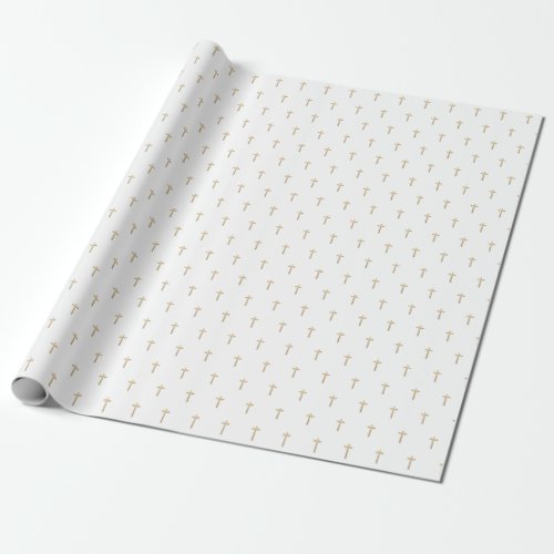 Christian Event Faux Gold Cross Pattern Wrapping Paper