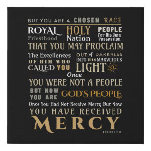 Christian Faith 1 Peter 2:9-10 You Are Chosen Canv Faux Canvas Print