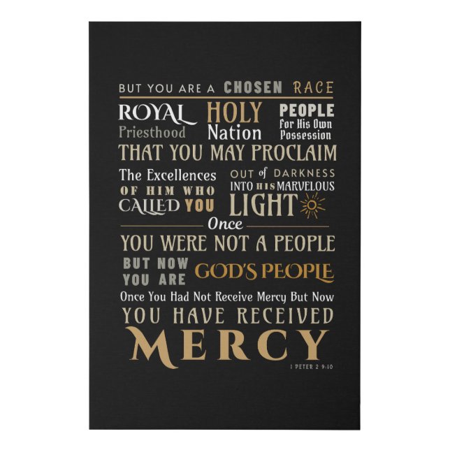 Christian Faith 1 Peter 2:9-10 You Are Chosen Canv Faux Canvas Print (Front)