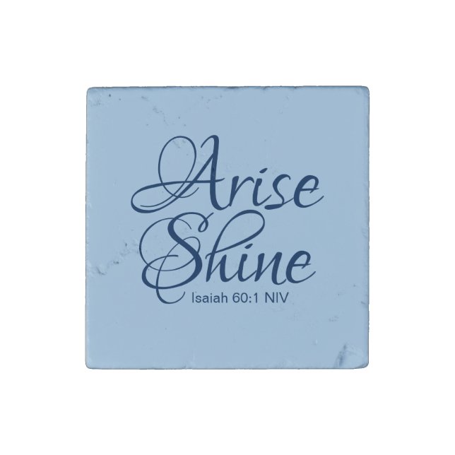 Christian Faith Arise and Shine Bible Verse Blue Stone Magnet (Front)