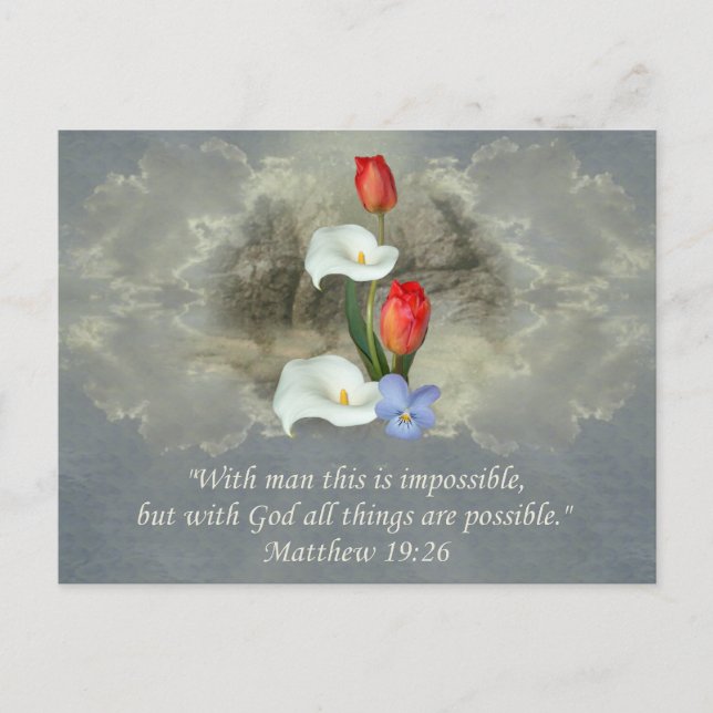 Christian Faith Art ~ Matthew 19:26 Postcard (Front)