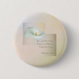 Christian Faith Art ~ Romans 12:12 Pinback Button