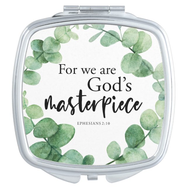Christian Faith Bible Quote Eucalyptus Wreath chic Compact Mirror (Front)