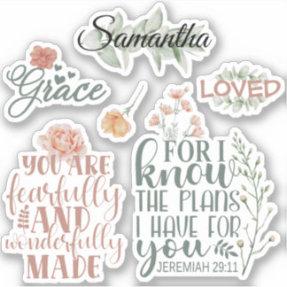 Christian Faith Bible Scripture Floral Greenery Sticker