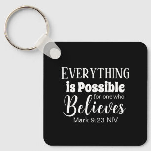 Christian Faith Bible Verse Believe Black Keychain