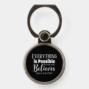 Christian Faith Bible Verse Believe Black Phone Ring Stand