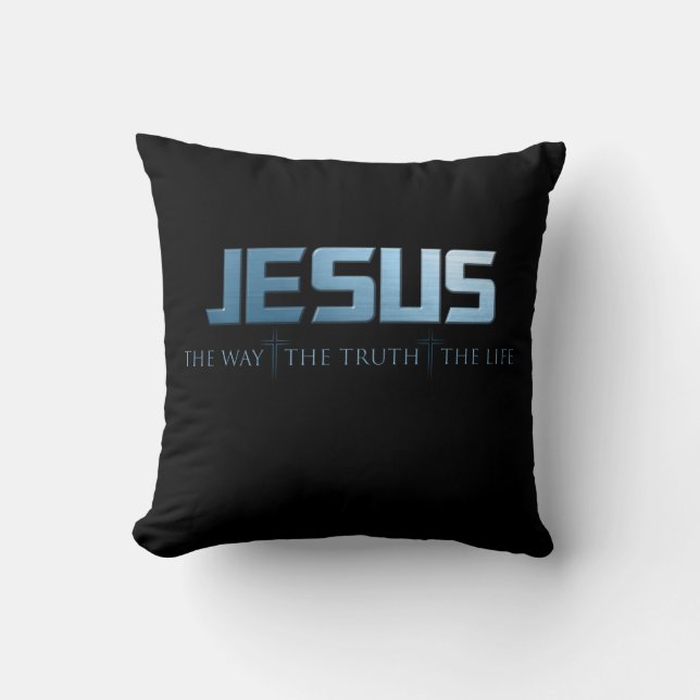 Christian Faith Bible Verse: Way Truth Life Jesus Throw Pillow (Front)