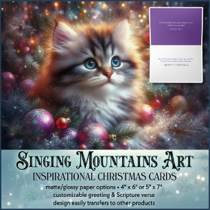 Christian Faith Cat Lover Cute Christmas Holiday Card