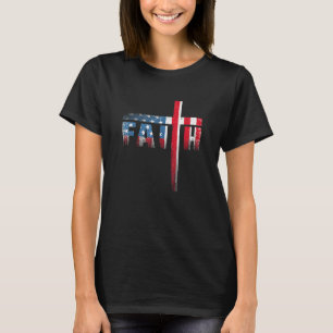 Christian Faith & Cross American Flag Usa 4th Of T-Shirt