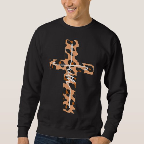 Christian Faith  Cross Leopard Cheetah Ombre Prin Sweatshirt