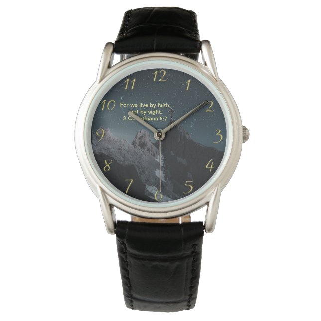 Christian Faith cross with 2 Corinthians 5:7  Watch (Front)