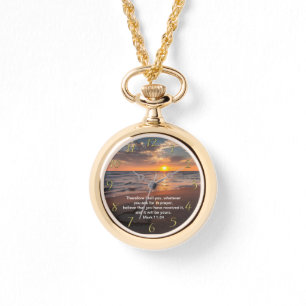 Christian Faith cross with Mark 11:24 Watch