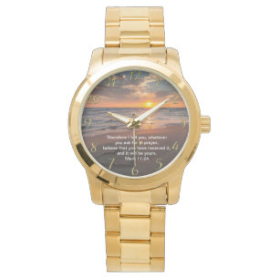 Christian Faith cross with Mark 11:24  Watch