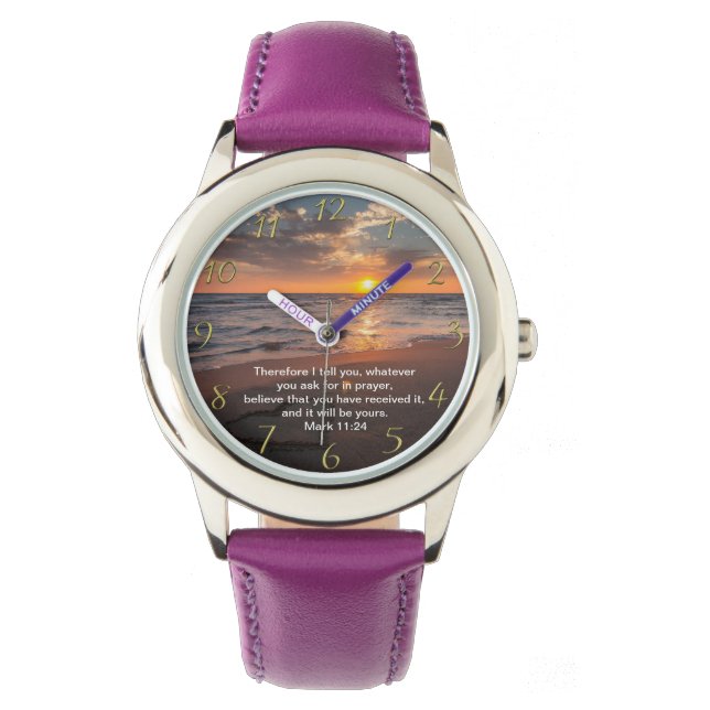 Christian Faith cross with Mark 11:24  Watch (Front)