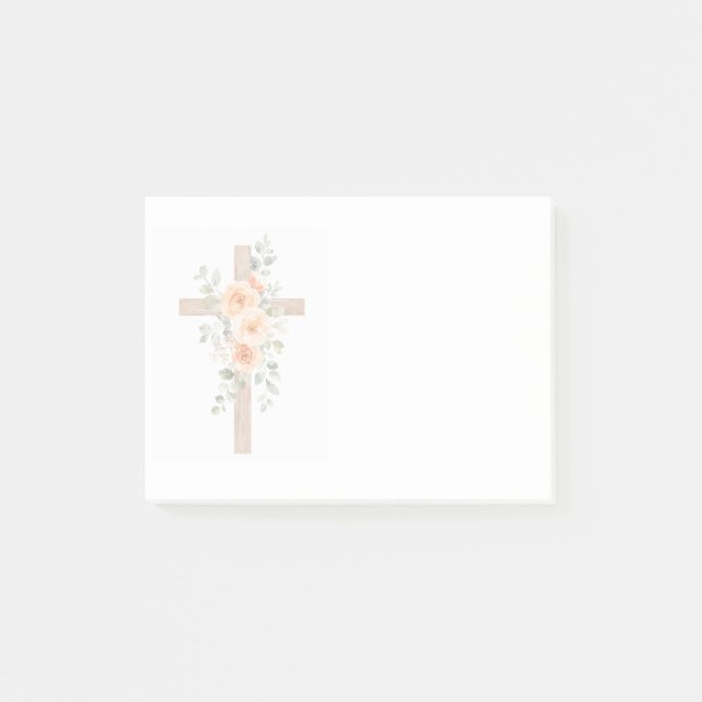 Christian Faith Cross with Orange Flowers Notepad (Front)
