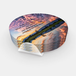 Christian Faith cross with Psalm 25:12 Coaster Set