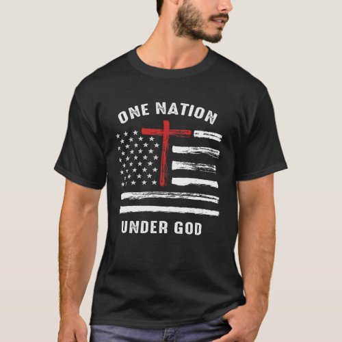 Christian Faith Family Vintage USA Flag  T_Shirt