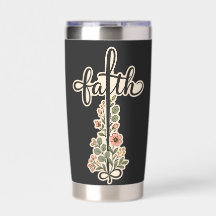 Christian Faith Floral Cross Typography Design
