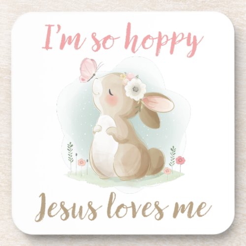 Christian Faith Girls Iâm So Hoppy Jesus Loves Mr Beverage Coaster