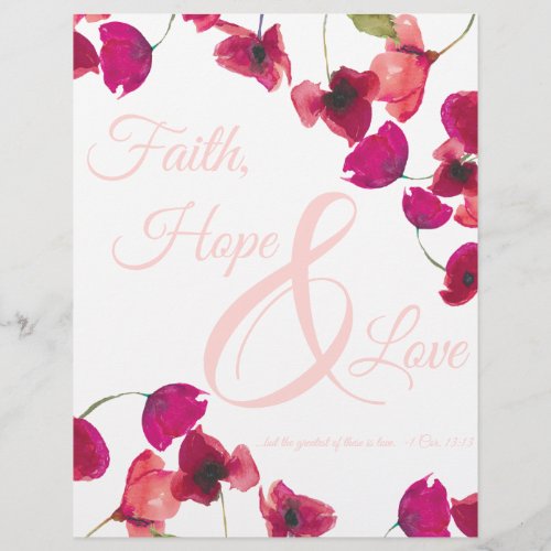 Christian Faith Hope and Love Scripture Floral Letterhead