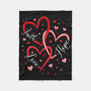 Christian Faith Hope Love Hearts Religious Valenti Fleece Blanket