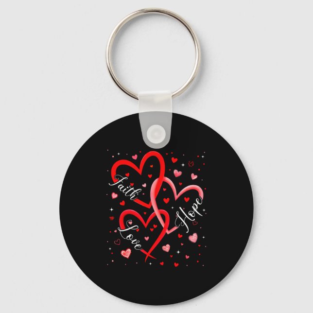 Christian Faith Hope Love Hearts Religious Valenti Keychain (Front)