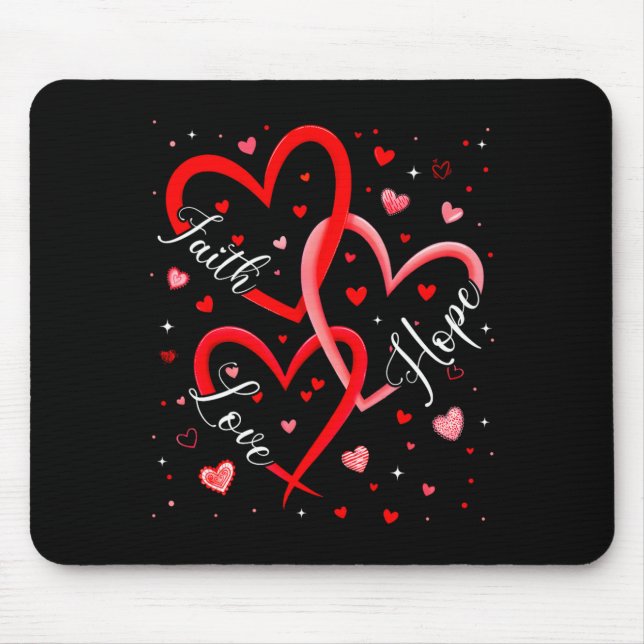 Christian Faith Hope Love Hearts Religious Valenti Mouse Pad (Front)