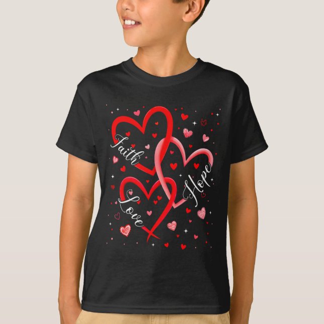 Christian Faith Hope Love Hearts Religious Valenti T-Shirt (Front)
