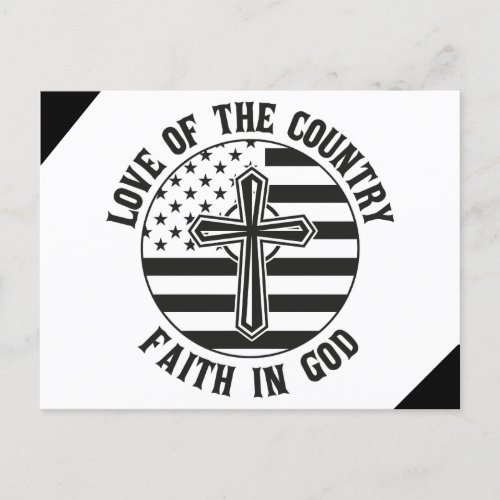 Christian Faith in God  Modern Cross and Flag Postcard