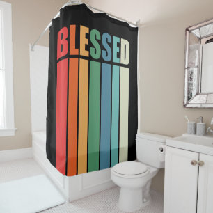 Christian Faith Inspiration Quote: Blessed Vintage Shower Curtain