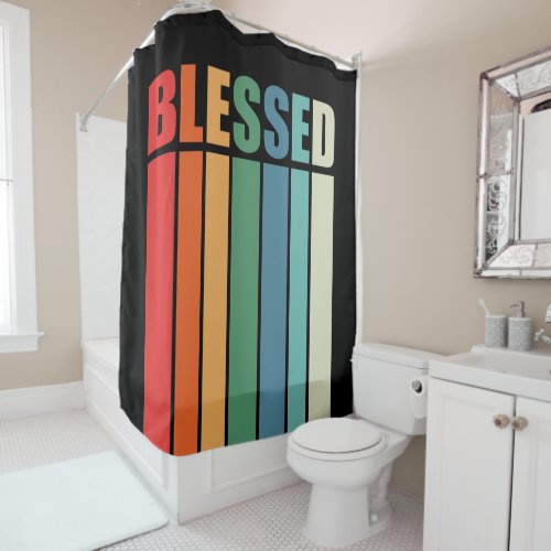 Christian Faith Inspiration Quote Blessed Vintage Shower Curtain